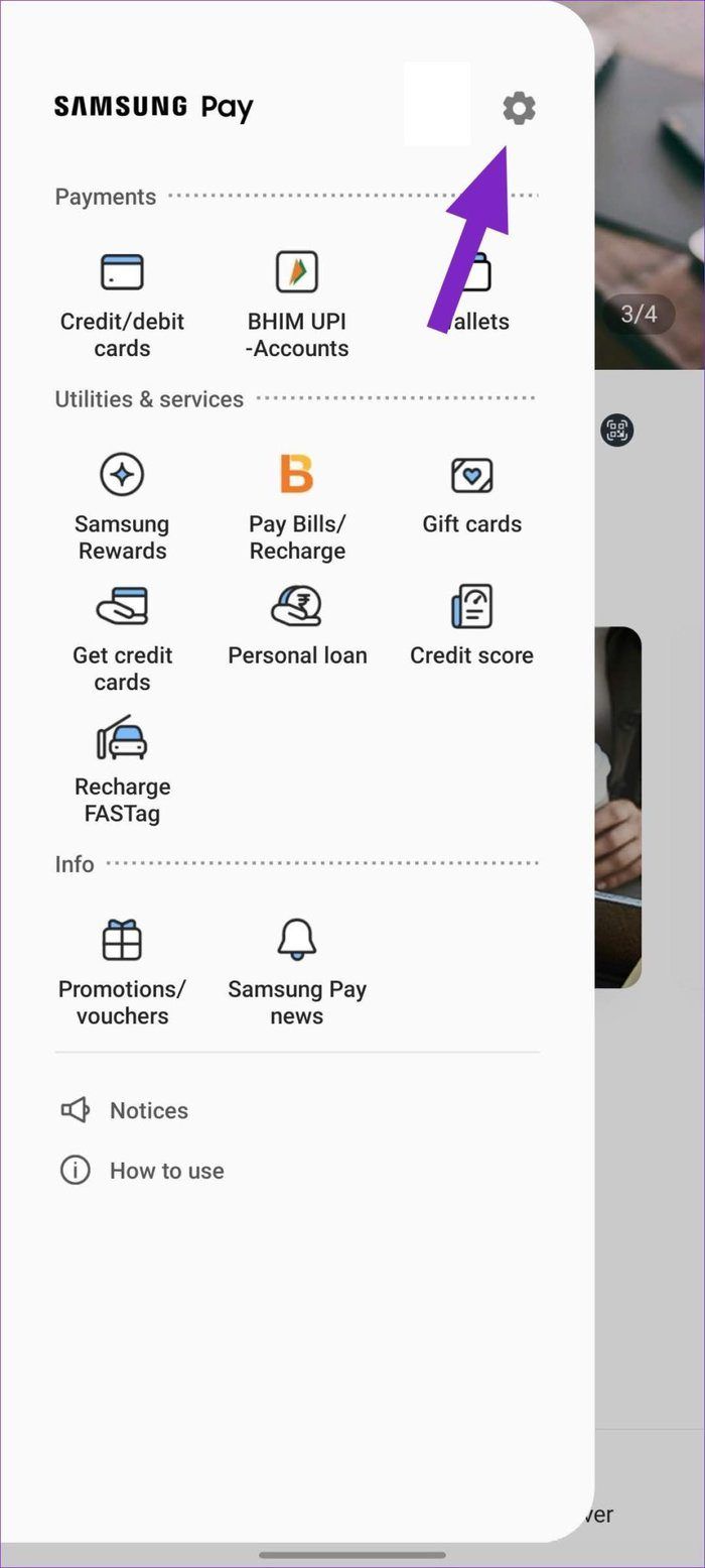 Einstellungen in Samsung Pay auswählen
