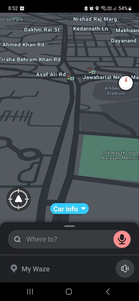 Startseite der Waze-Android-App
