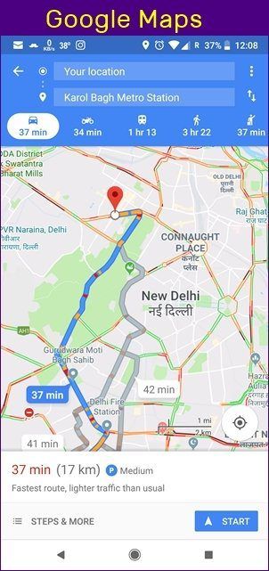 Vergleich zwischen Google Maps und Maps Go 7