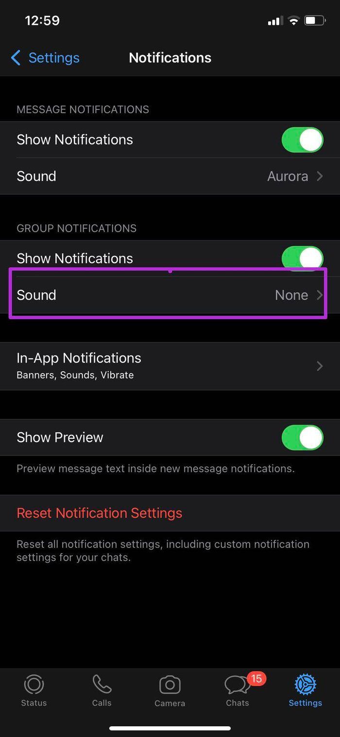 Überprüfen Sie den WhatsApp-Benachrichtigungston auf dem iPhone