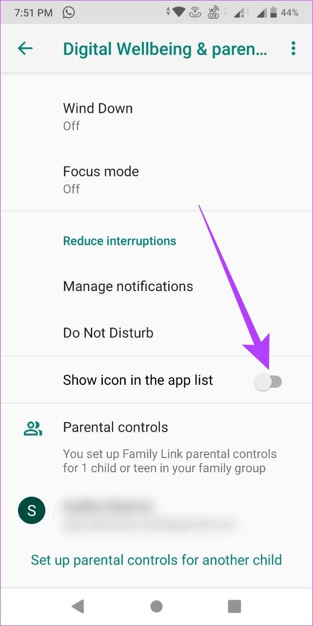 Schalten Sie Symbol in der App-Liste anzeigen ein