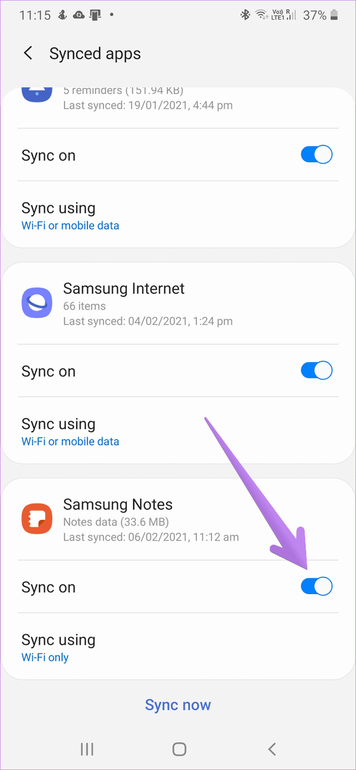 Samsung Notizen-App synchronisiert nicht 4