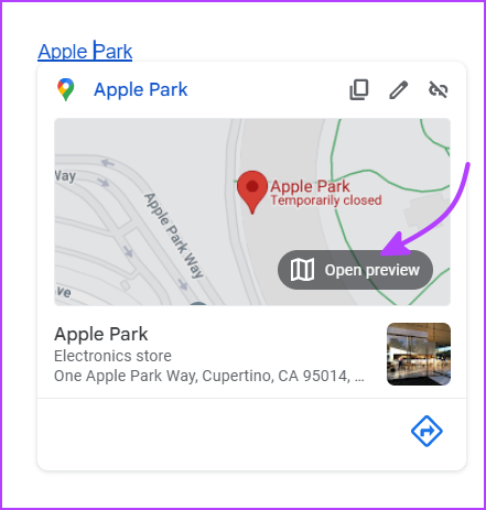 Standortvorschau in Google Docs