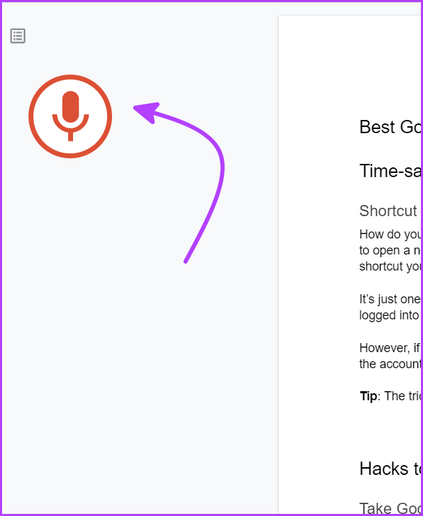 Tippen Sie auf das Mikrofon-Symbol für Voice-to-Text in Google Docs