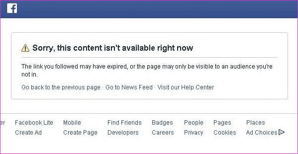 Wie man Facebook-Inhalte löst, ist nicht verfügbar 5