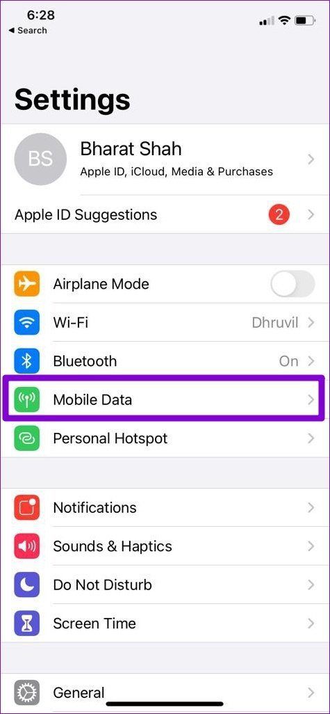 Mobile Daten auf dem i Phone