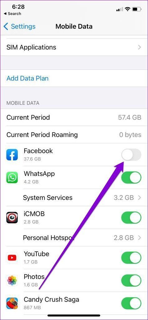 Mobile Daten für Facebook aktivieren
