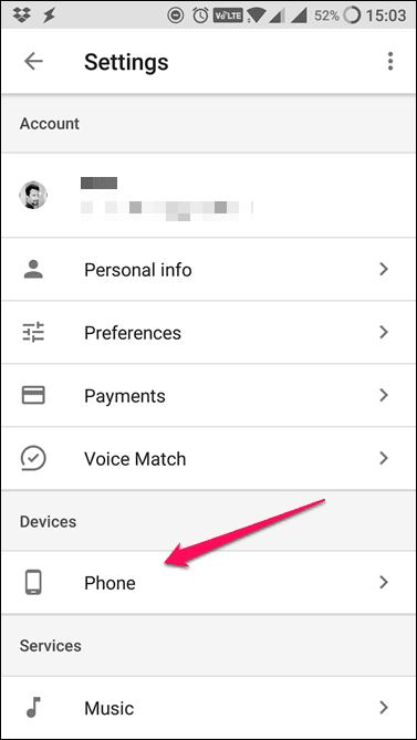 Telefoneinstellungen für Google Assistant-Geräte