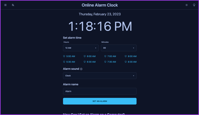 Stellen Sie mit Alarm Kur einen Online-Alarm ein