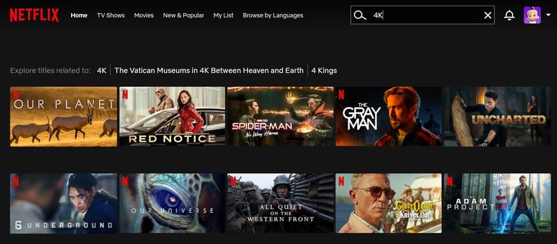 Suchen Sie auf Netflix nach 4K-Inhalten