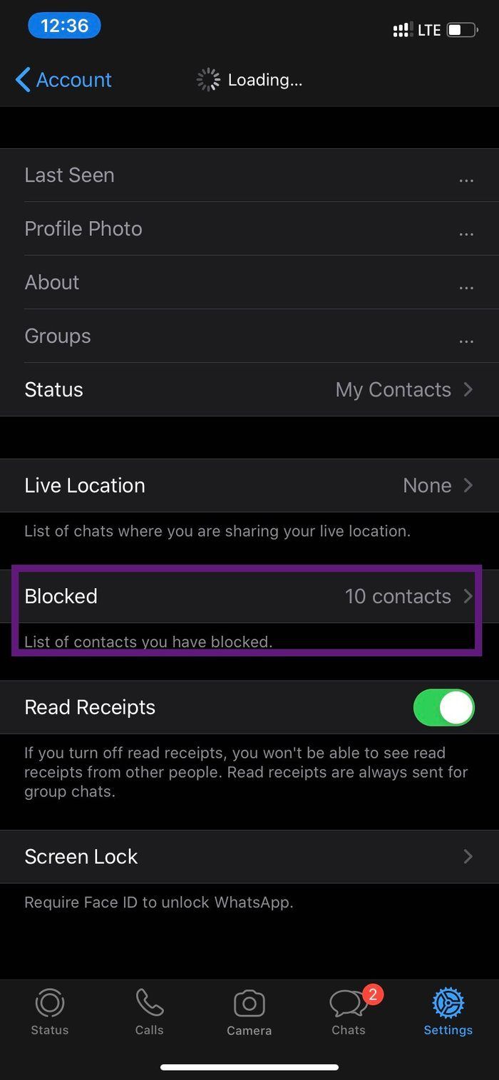 Whats App blockierte Kontakte