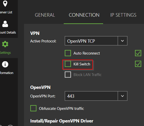 VPN Kein Internet-Kill-Switch