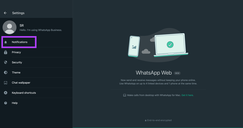 WhatsApp Web-Benachrichtigungseinstellungen
