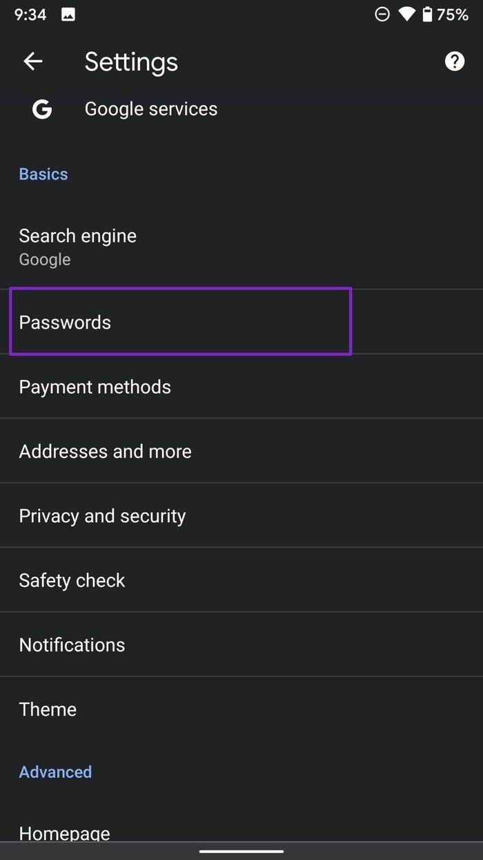 Öffnen Sie das Chrome-Passwortmenü