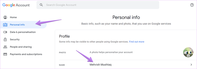 Namen und Profilbild ändern Google Meet 2