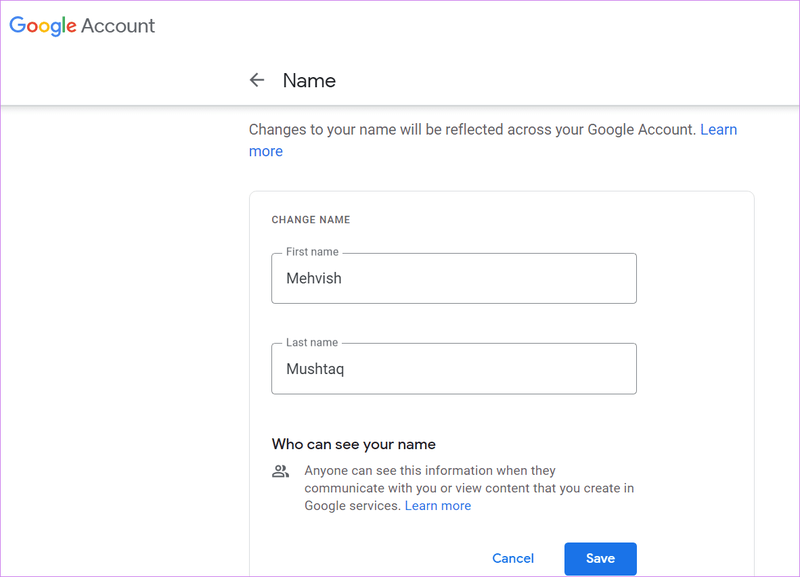 Namen und Profilbild ändern Google Meet 3