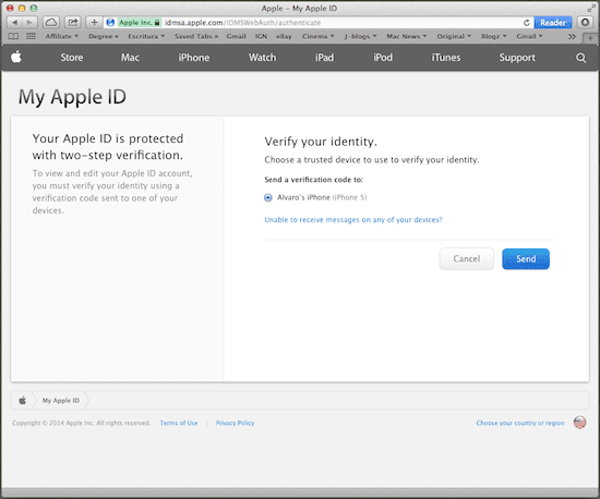Apple-ID-Website Überprüfen Sie Ihre Identität
