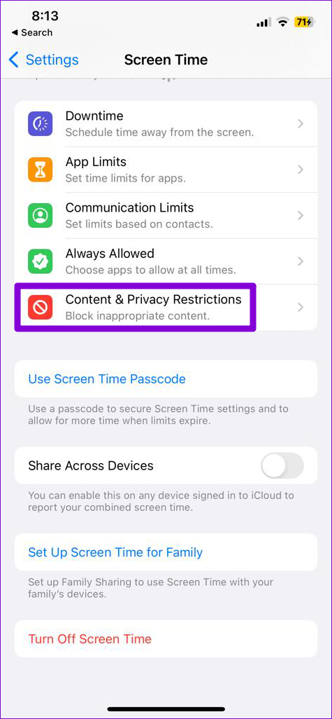 Inhalts- und Datenschutzbeschränkungen auf dem iPhone