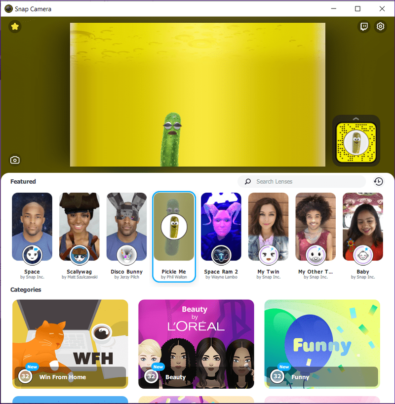 Snapchat-Filter in Microsoft Teams 2
