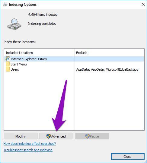 Fix, dass die Windows 10-Datei-Explorer-Suche nicht funktioniert 04