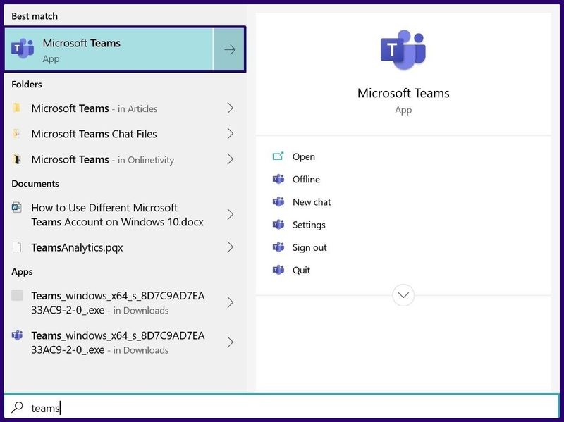 So verwenden Sie mehrere Microsoft Teams-Konten unter Windows Schritt 1